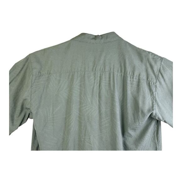 Tommy Bahama Men’s Green Palm Tree Textured Silk Button Up Short Sleeve Shirt L - Picture 5 of 10